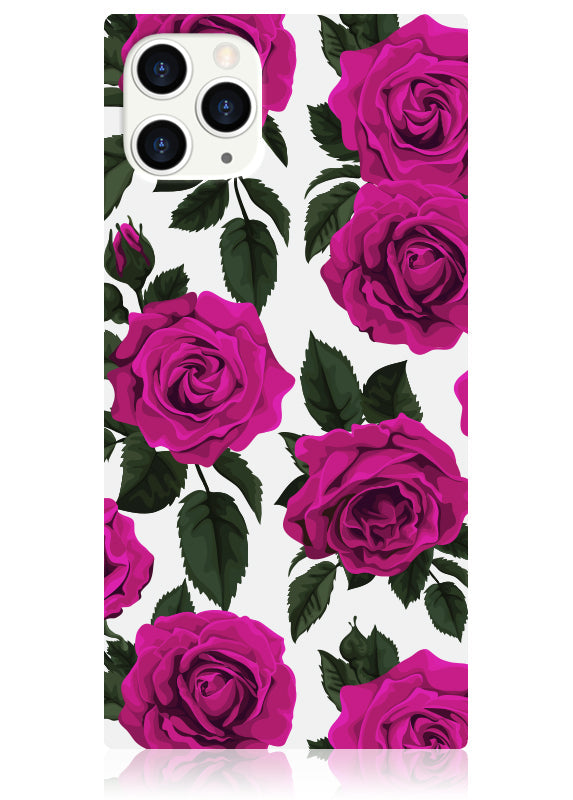 SQUARE? Fuchsia Rose Print iPhone Case