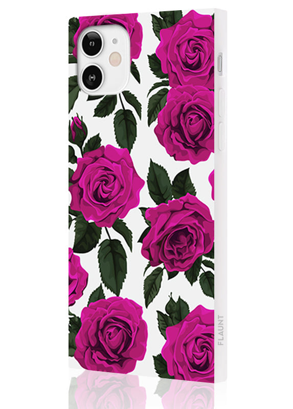 SQUARE? Fuchsia Rose Print iPhone Case