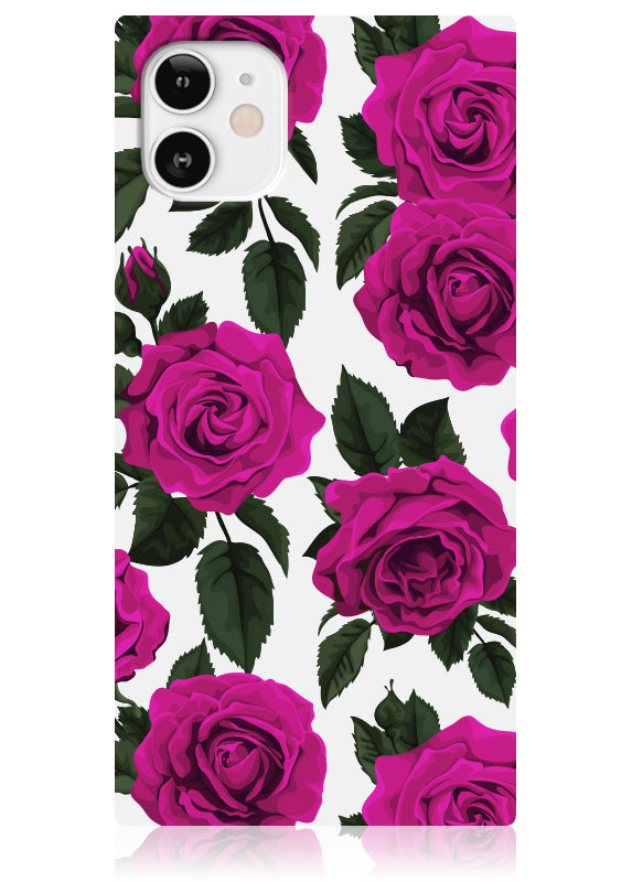 SQUARE? Fuchsia Rose Print iPhone Case