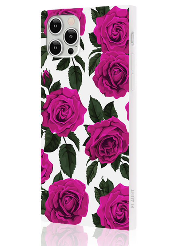 SQUARE? Fuchsia Rose Print iPhone Case