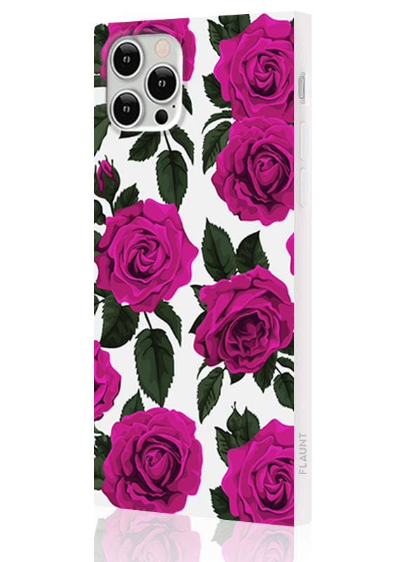SQUARE? Fuchsia Rose Print iPhone Case