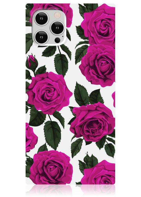 SQUARE? Fuchsia Rose Print iPhone Case
