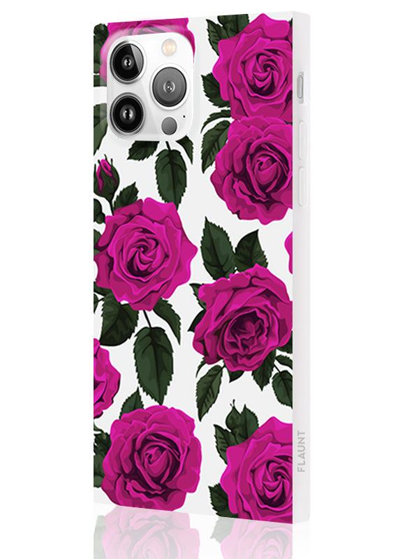 SQUARE? Fuchsia Rose Print iPhone Case