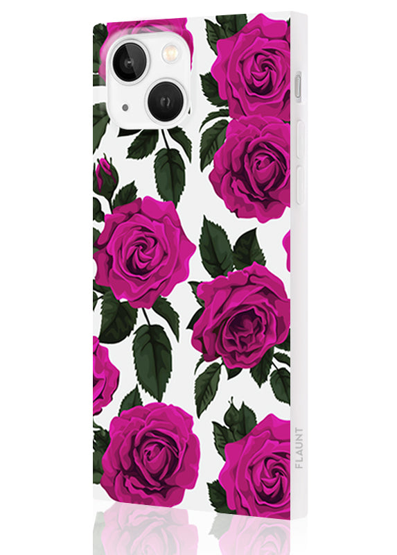 SQUARE? Fuchsia Rose Print iPhone Case