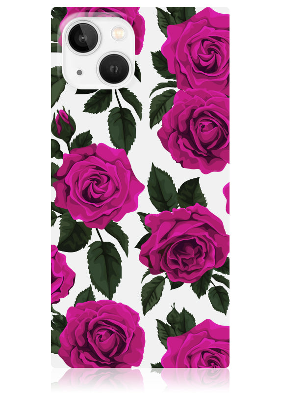 SQUARE? Fuchsia Rose Print iPhone Case