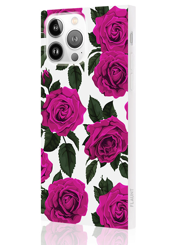 SQUARE? Fuchsia Rose Print iPhone Case