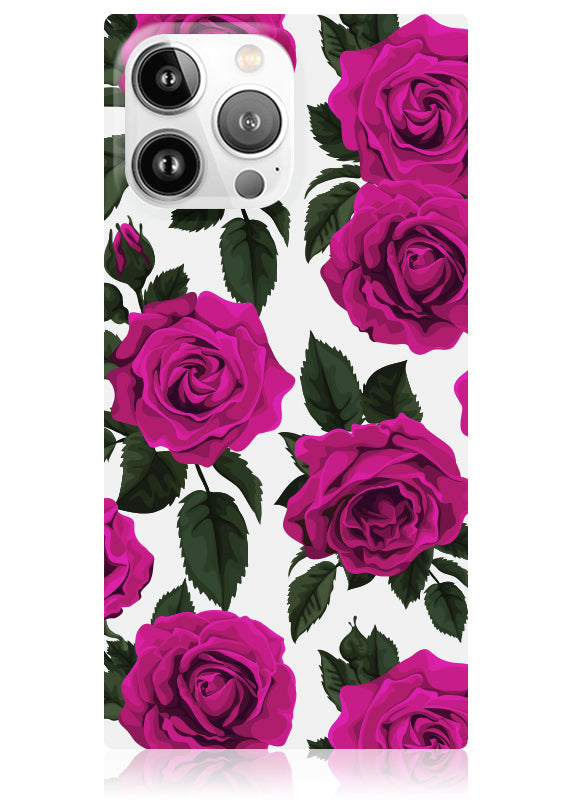 SQUARE? Fuchsia Rose Print iPhone Case