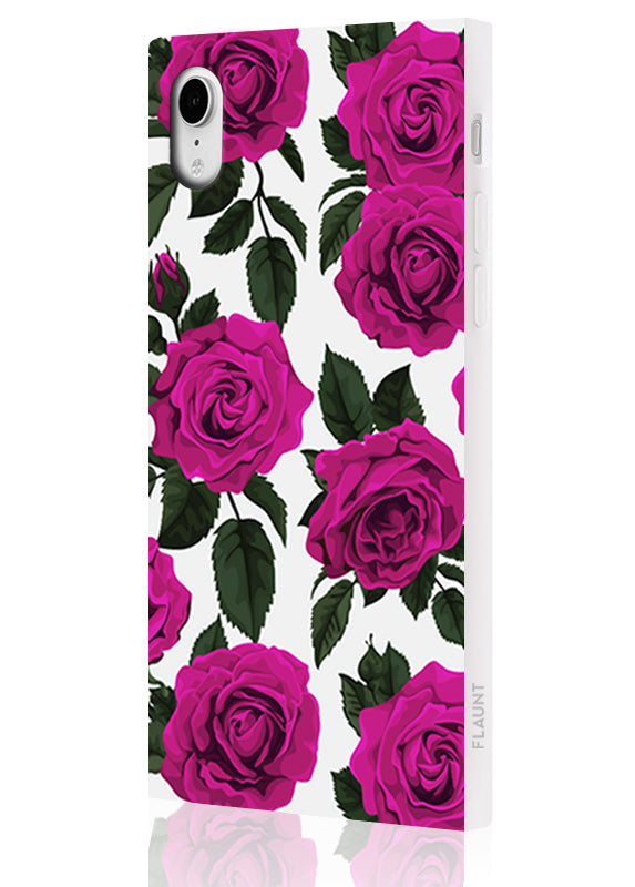 SQUARE? Fuchsia Rose Print iPhone Case