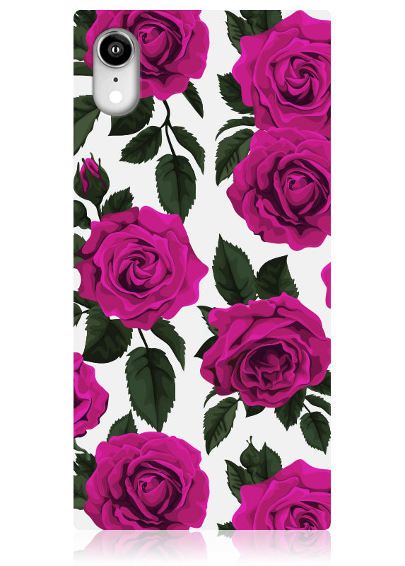 SQUARE? Fuchsia Rose Print iPhone Case