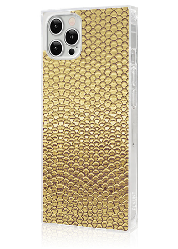 SQUARE? Gold Metallic Snakeskin Faux Leather iPhone Case