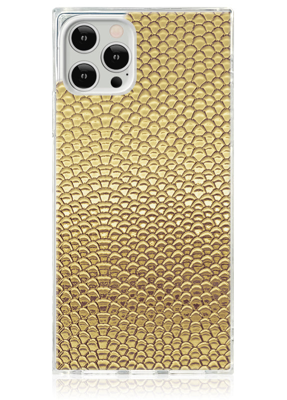 SQUARE? Gold Metallic Snakeskin Faux Leather iPhone Case