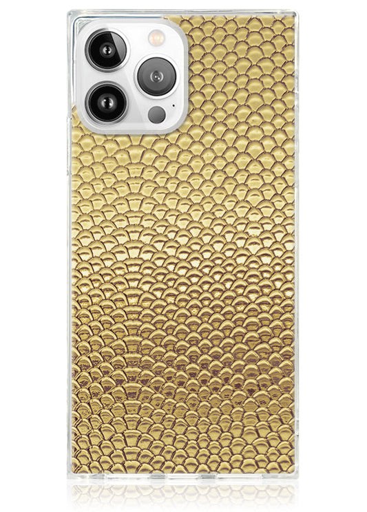 SQUARE? Gold Metallic Snakeskin Faux Leather iPhone Case