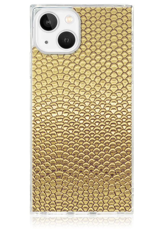 SQUARE? Gold Metallic Snakeskin Faux Leather iPhone Case