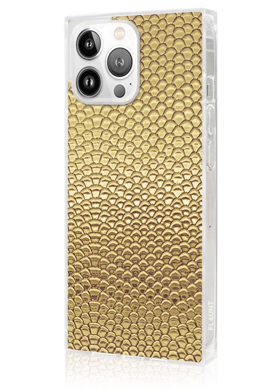 SQUARE? Gold Metallic Snakeskin Faux Leather iPhone Case