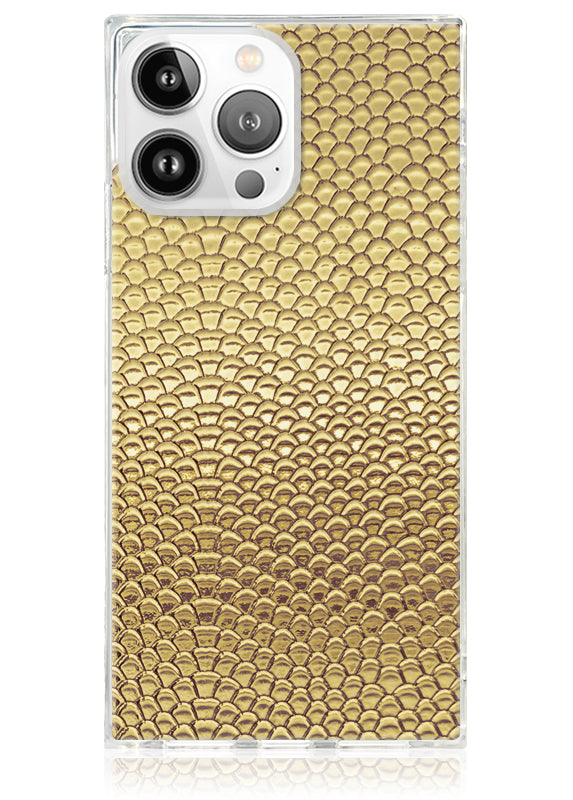 SQUARE? Gold Metallic Snakeskin Faux Leather iPhone Case