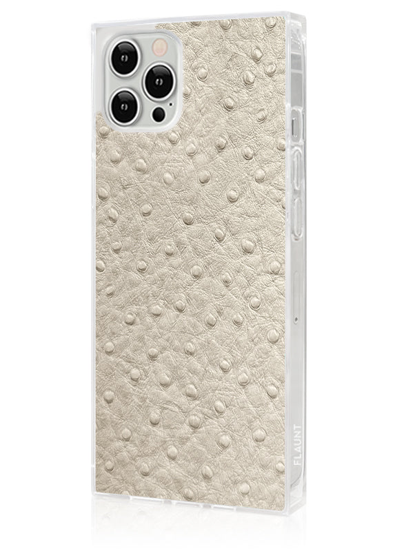 SQUARE? Ivory Ostrich Faux Leather iPhone Case