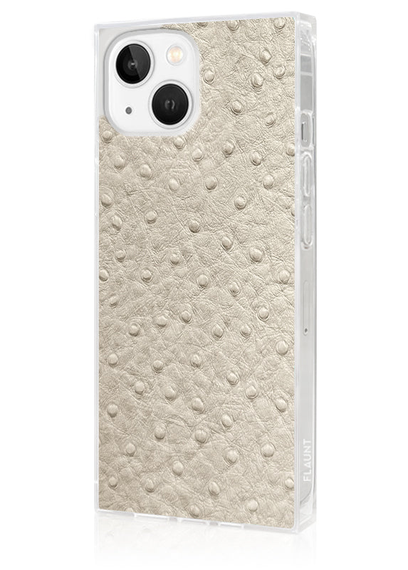 SQUARE? Ivory Ostrich Faux Leather iPhone Case