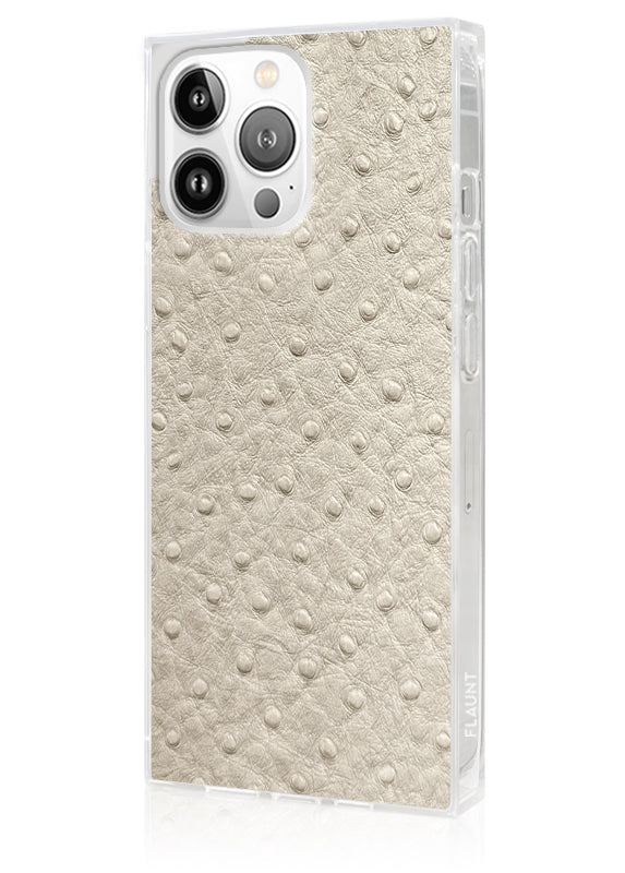 SQUARE? Ivory Ostrich Faux Leather iPhone Case
