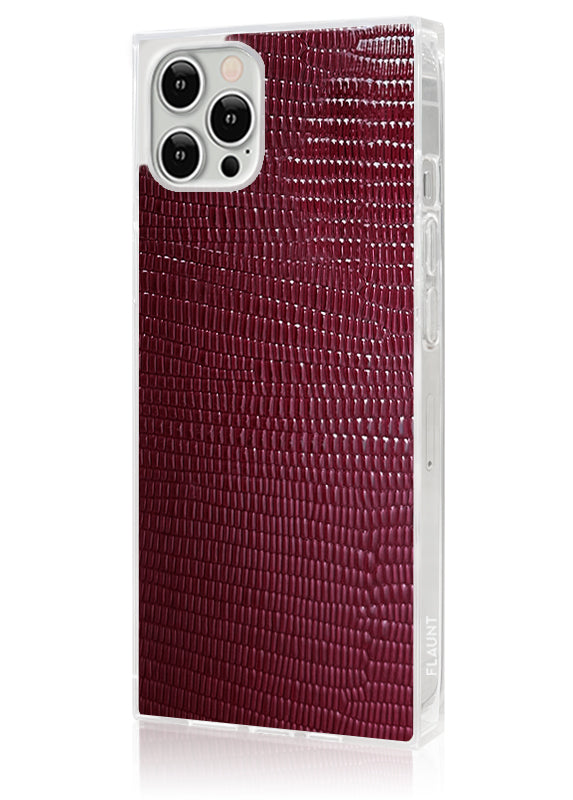 SQUARE? Burgundy Lizard Faux Leather iPhone Case