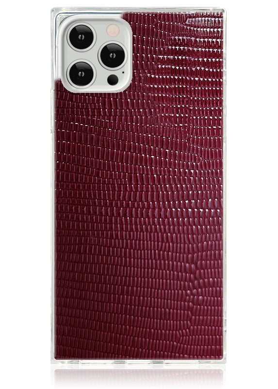 SQUARE? Burgundy Lizard Faux Leather iPhone Case