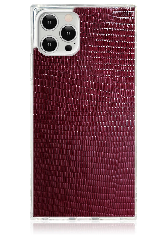 SQUARE? Burgundy Lizard Faux Leather iPhone Case