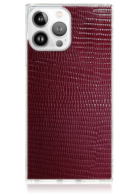 SQUARE? Burgundy Lizard Faux Leather iPhone Case