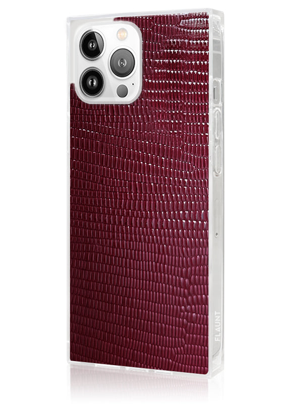 SQUARE? Burgundy Lizard Faux Leather iPhone Case