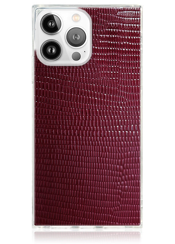 SQUARE? Burgundy Lizard Faux Leather iPhone Case