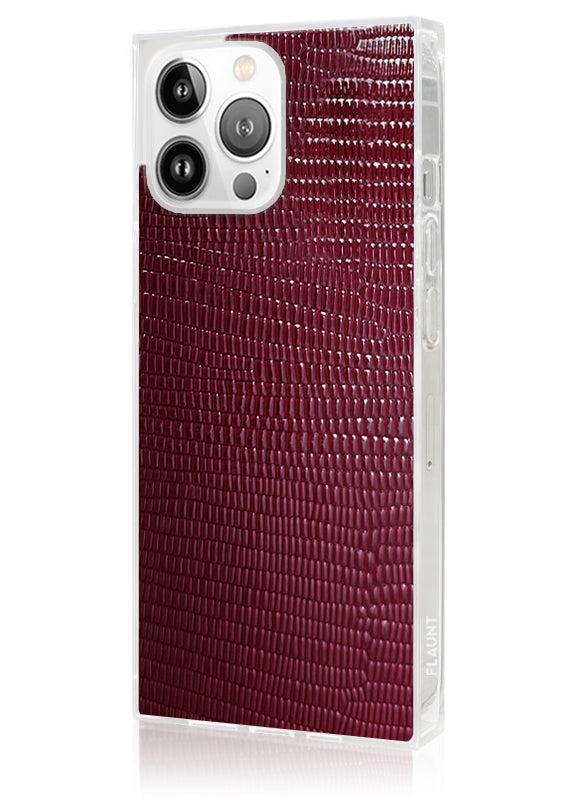SQUARE? Burgundy Lizard Faux Leather iPhone Case