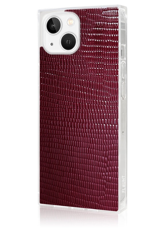 SQUARE? Burgundy Lizard Faux Leather iPhone Case