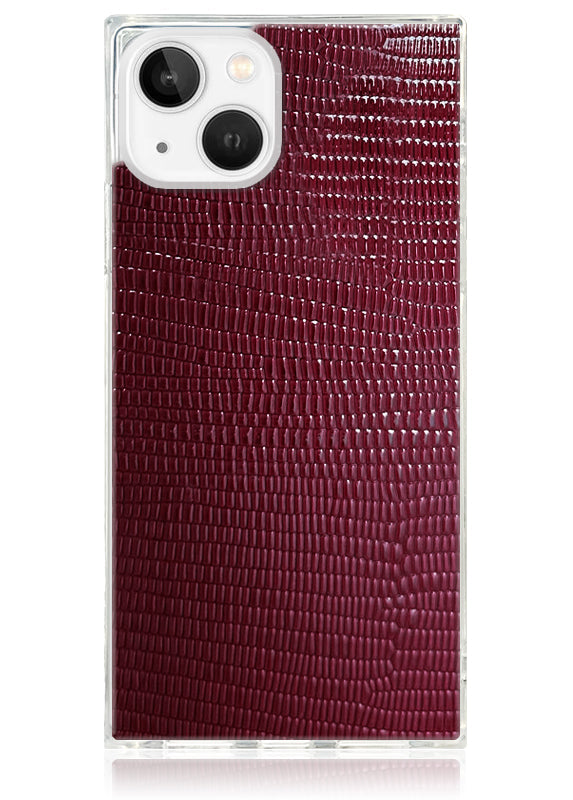 SQUARE? Burgundy Lizard Faux Leather iPhone Case