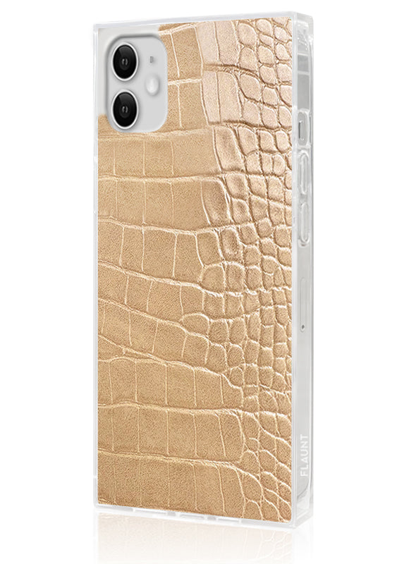 SQUARE? Tan Crocodile Faux Leather iPhone Case