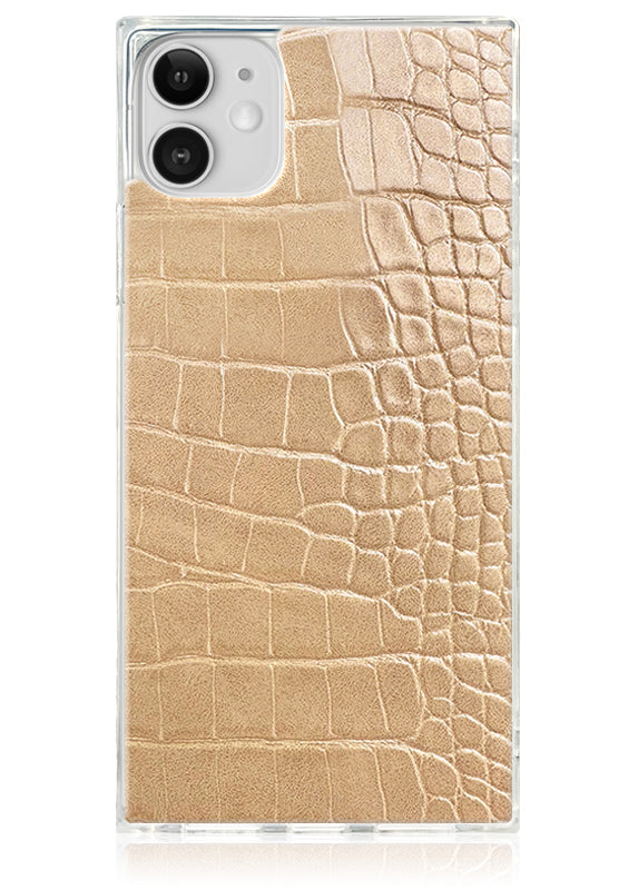 SQUARE? Tan Crocodile Faux Leather iPhone Case