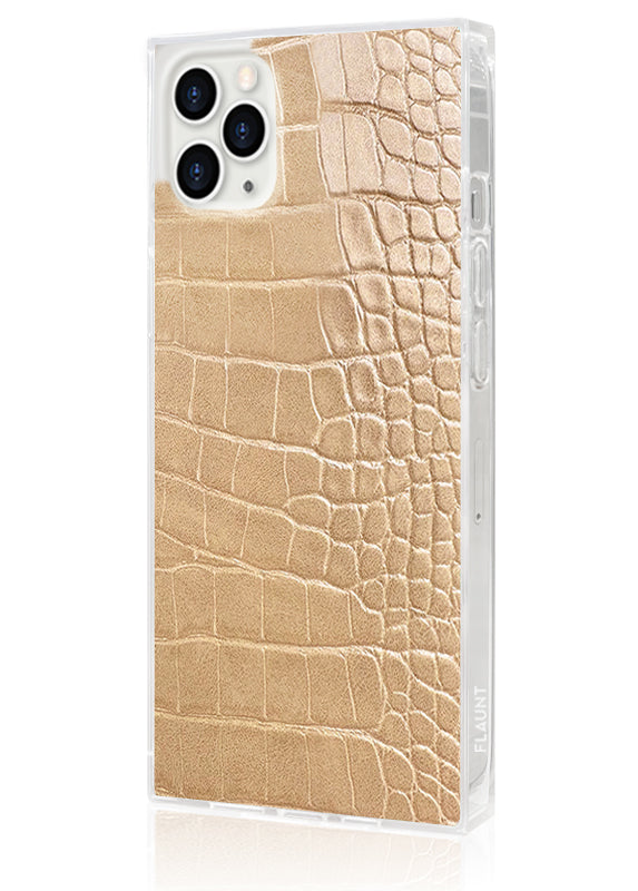 SQUARE? Tan Crocodile Faux Leather iPhone Case