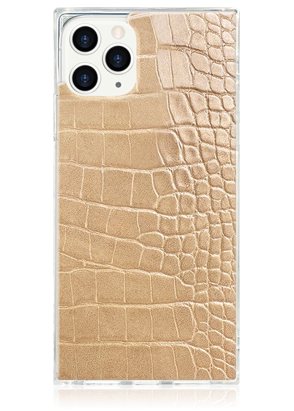 SQUARE? Tan Crocodile Faux Leather iPhone Case