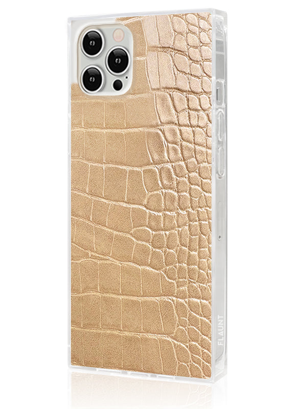 SQUARE? Tan Crocodile Faux Leather iPhone Case