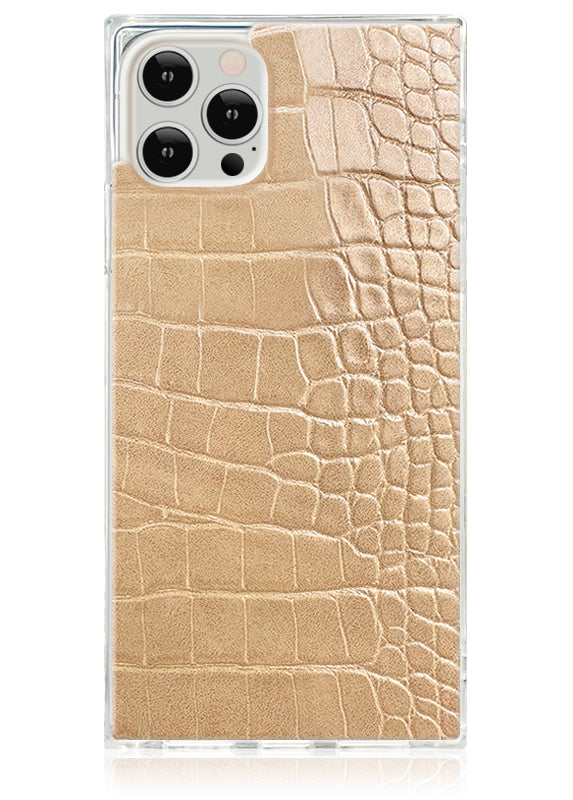SQUARE? Tan Crocodile Faux Leather iPhone Case