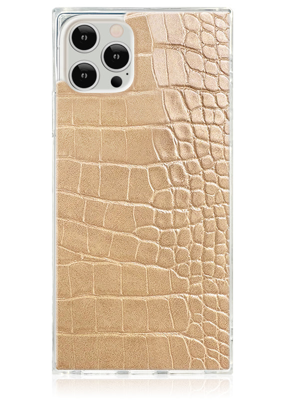 SQUARE? Tan Crocodile Faux Leather iPhone Case