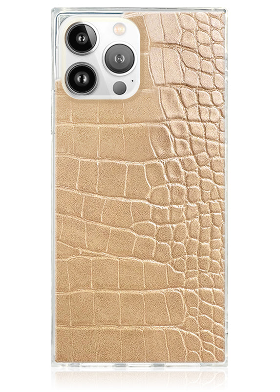 SQUARE? Tan Crocodile Faux Leather iPhone Case