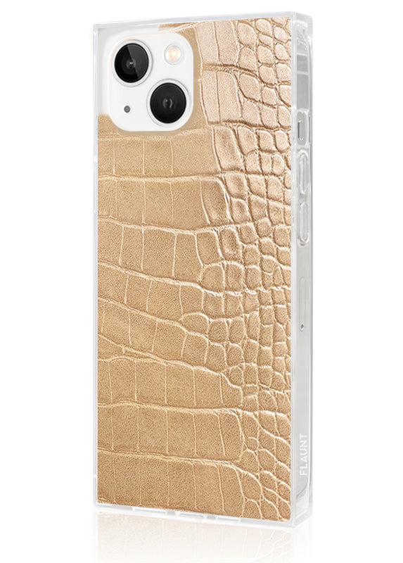 SQUARE? Tan Crocodile Faux Leather iPhone Case