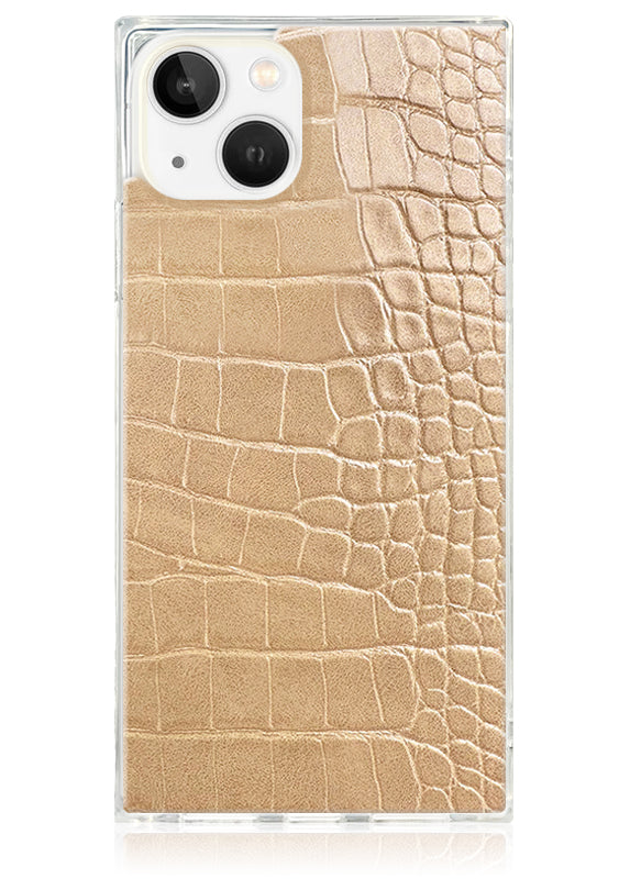 SQUARE? Tan Crocodile Faux Leather iPhone Case