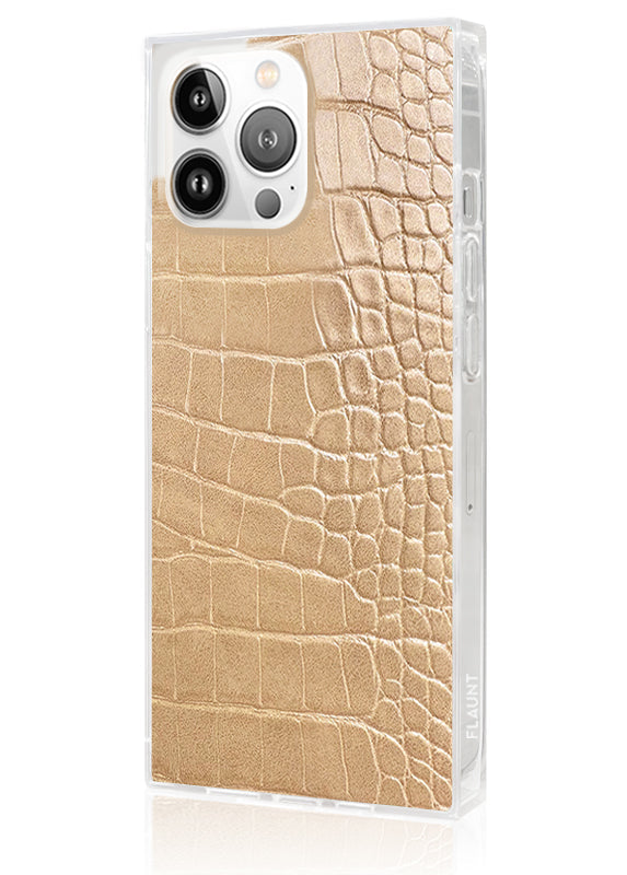 SQUARE? Tan Crocodile Faux Leather iPhone Case