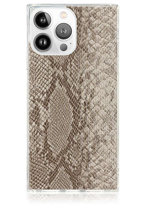 SQUARE? Nude Python Faux Leather iPhone Case