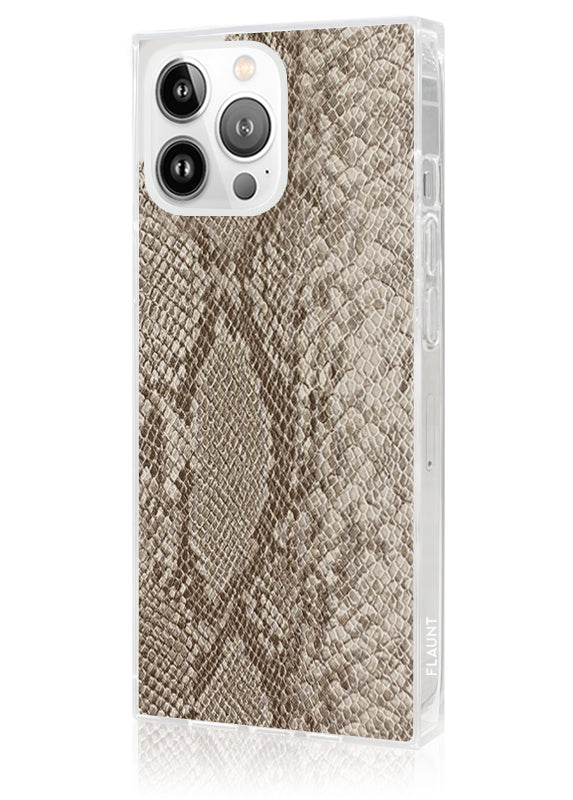 SQUARE? Nude Python Faux Leather iPhone Case