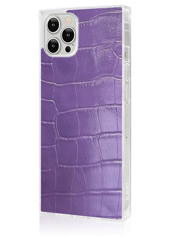 SQUARE? Purple Crocodile Faux Leather iPhone Case