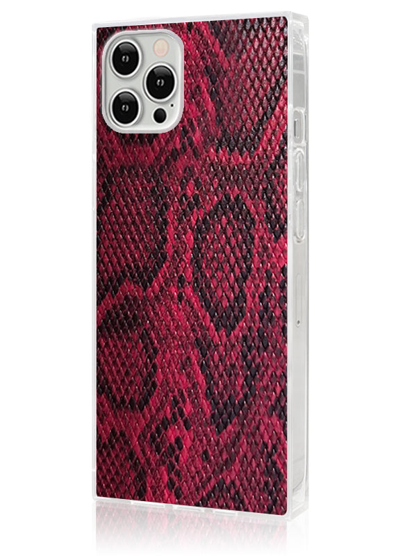 SQUARE? Red Python Faux Leather iPhone Case