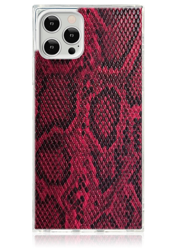 SQUARE? Red Python Faux Leather iPhone Case
