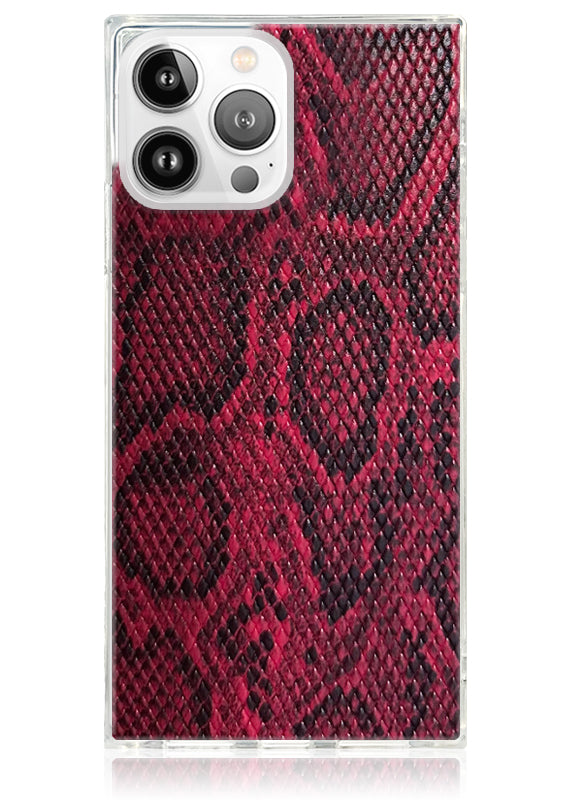 SQUARE? Red Python Faux Leather iPhone Case