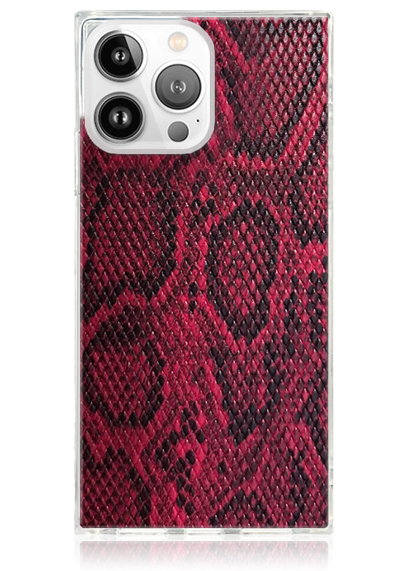 SQUARE? Red Python Faux Leather iPhone Case