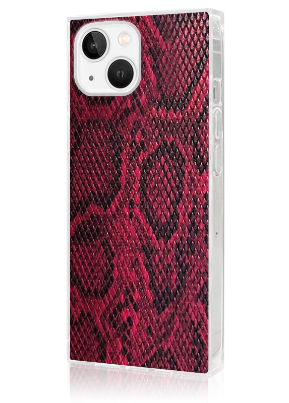 SQUARE? Red Python Faux Leather iPhone Case